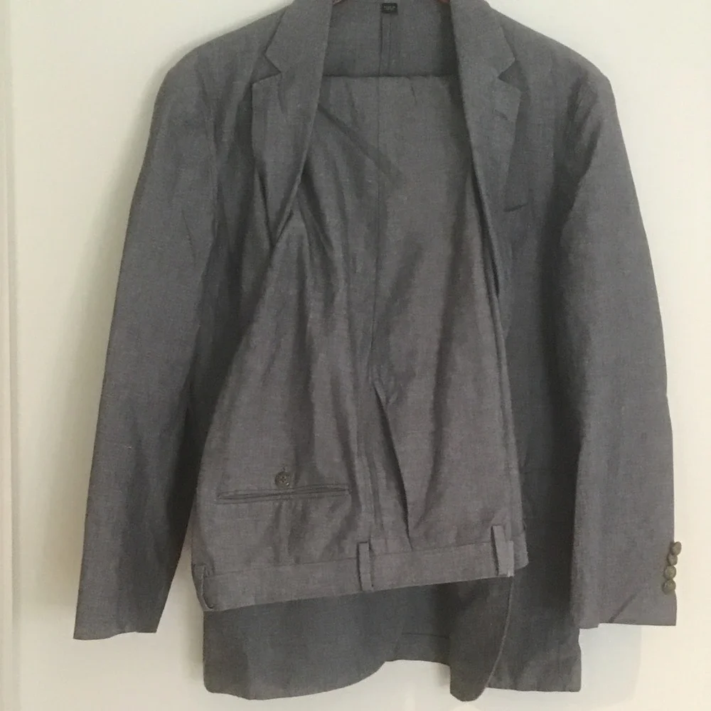 J.Crew Ludlow Suit Baird McNutt Irish Linen Cotton Grey Blazer Pants 38S 30x30